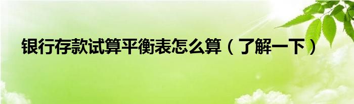 银行存款试算平衡表怎么算（了解一下）