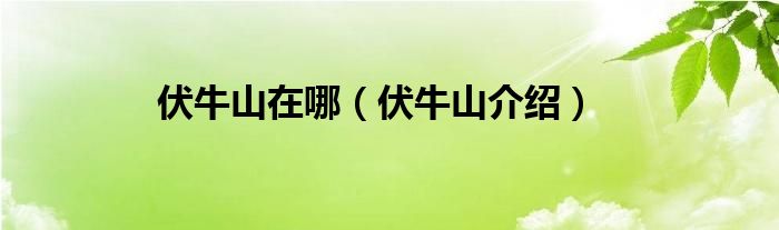 伏牛山在哪（伏牛山介绍）