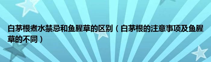 白茅根煮水禁忌和鱼腥草的区别（白茅根的注意事项及鱼腥草的不同）