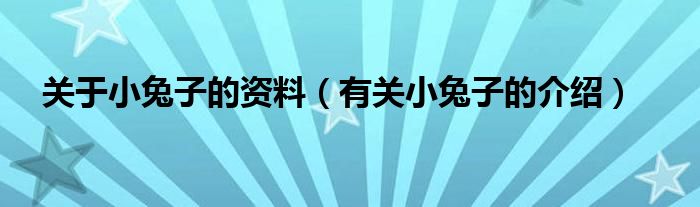 关于小兔子的资料（有关小兔子的介绍）