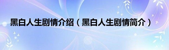 黑白人生剧情介绍（黑白人生剧情简介）