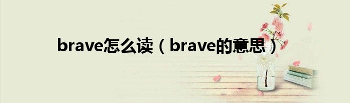 brave怎么读（brave的意思）