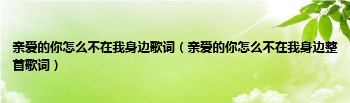 亲爱的你怎么不在我身边歌词（亲爱的你怎么不在我身边整首歌词）