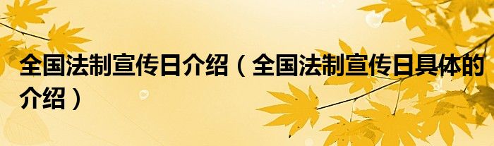 全国法制宣传日介绍（全国法制宣传日具体的介绍）