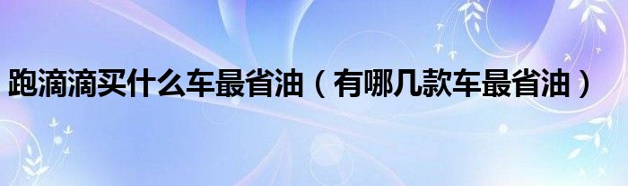 跑滴滴买什么车最省油（有哪几款车最省油）