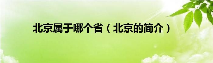 北京属于哪个省（北京的简介）