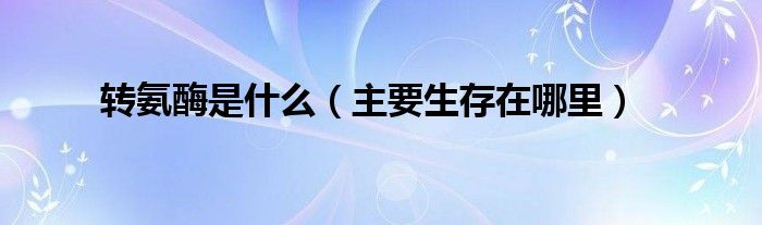 转氨酶是什么（主要生存在哪里）