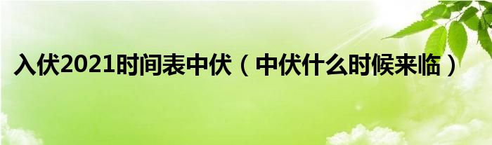 入伏2021时间表中伏（中伏什么时候来临）