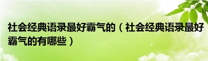 社会经典语录最好霸气的（社会经典语录最好霸气的有哪些）