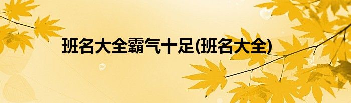 班名大全霸气十足(班名大全)