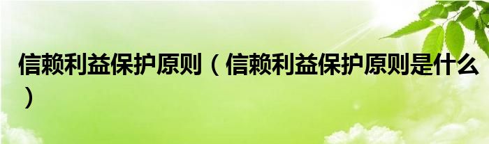 信赖利益保护原则（信赖利益保护原则是什么）