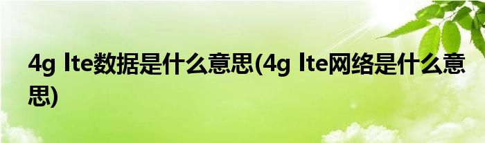 4g lte数据是什么意思(4g lte网络是什么意思)