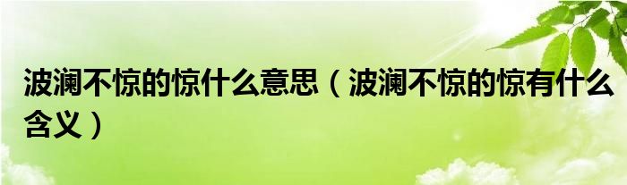 波澜不惊的惊什么意思（波澜不惊的惊有什么含义）