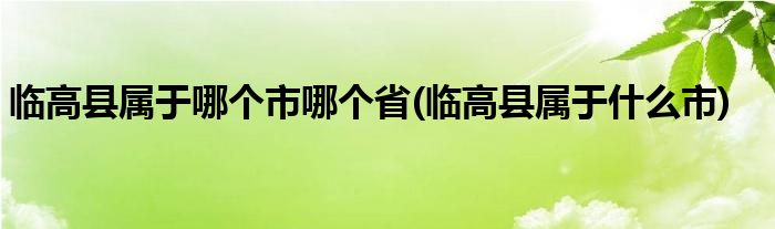 临高县属于哪个市哪个省(临高县属于什么市)