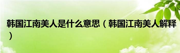 韩国江南美人是什么意思（韩国江南美人解释）