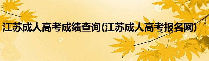 江苏成人高考成绩查询(江苏成人高考报名网)