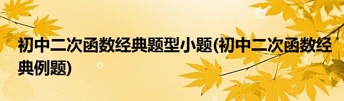 初中二次函数经典题型小题(初中二次函数经典例题)