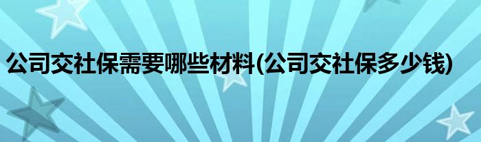 公司交社保需要哪些材料(公司交社保多少钱)