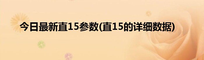 今日最新直15参数(直15的详细数据)