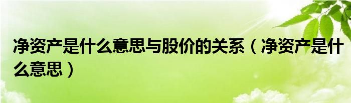 净资产是什么意思与股价的关系（净资产是什么意思）