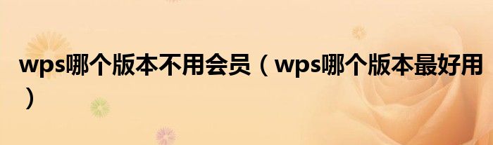 wps哪个版本不用会员（wps哪个版本最好用）