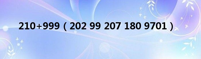 210+999（202 99 207 180 9701）