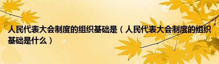 人民代表大会制度的组织基础是（人民代表大会制度的组织基础是什么）