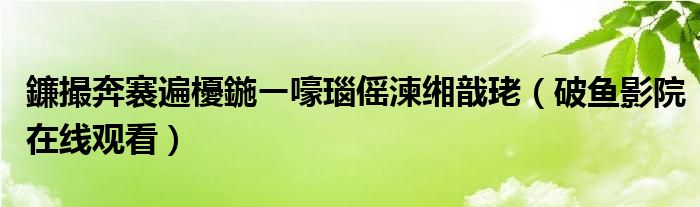 鐮撮奔褰遍櫌鍦ㄧ嚎瑙傜湅缃戠珯（破鱼影院在线观看）