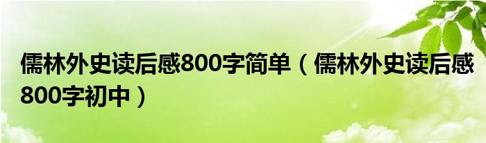 儒林外史读后感800字简单（儒林外史读后感800字初中）