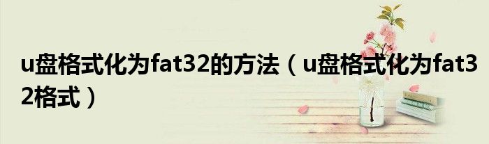 u盘格式化为fat32的方法（u盘格式化为fat32格式）