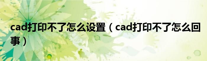 cad打印不了怎么设置（cad打印不了怎么回事）