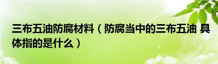 三布五油防腐材料（防腐当中的三布五油 具体指的是什么）