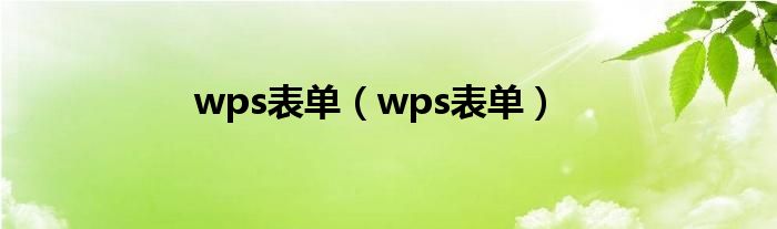 wps表单（wps表单）