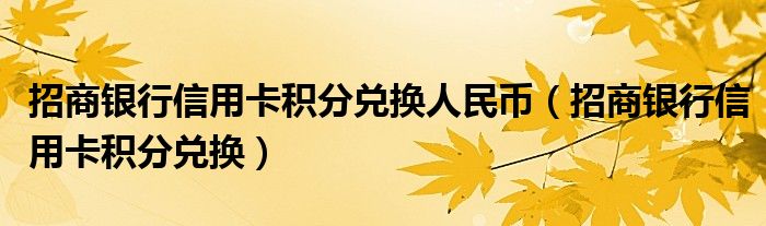 招商银行信用卡积分兑换人民币（招商银行信用卡积分兑换）