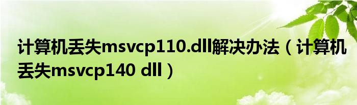 计算机丢失msvcp110.dll解决办法（计算机丢失msvcp140 dll）