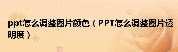 ppt怎么调整图片颜色（PPT怎么调整图片透明度）