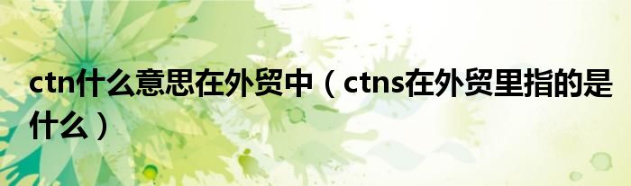 ctn什么意思在外贸中（ctns在外贸里指的是什么）