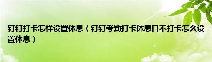 钉钉打卡怎样设置休息（钉钉考勤打卡休息日不打卡怎么设置休息）