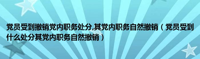 党员受到撤销党内职务处分,其党内职务自然撤销（党员受到什么处分其党内职务自然撤销）