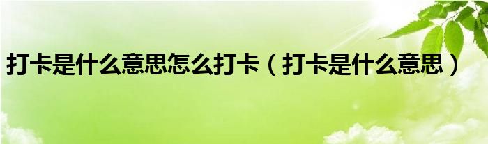 打卡是什么意思怎么打卡（打卡是什么意思）