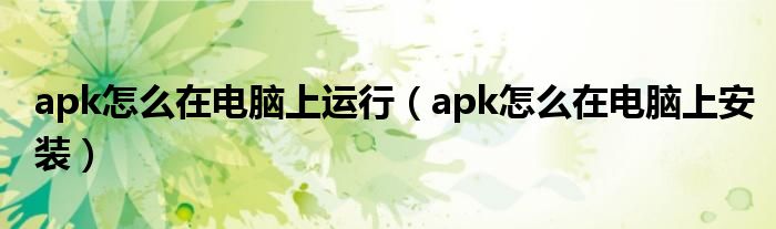 apk怎么在电脑上运行（apk怎么在电脑上安装）