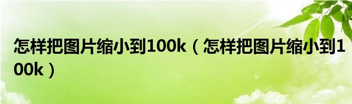 怎样把图片缩小到100k（怎样把图片缩小到100k）