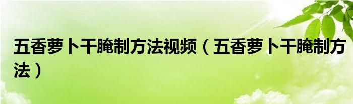 五香萝卜干腌制方法视频（五香萝卜干腌制方法）