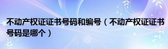 不动产权证证书号码和编号（不动产权证证书号码是哪个）