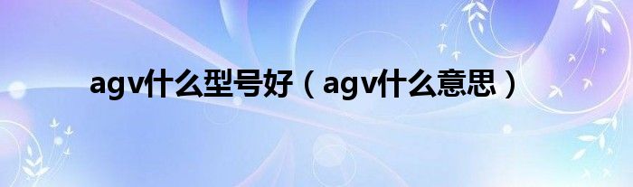 agv什么型号好（agv什么意思）