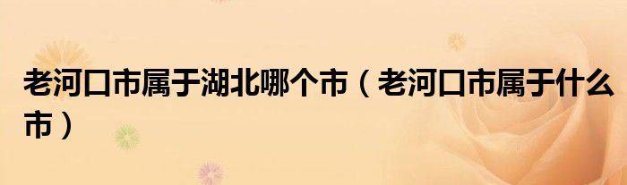 老河口市属于湖北哪个市（老河口市属于什么市）