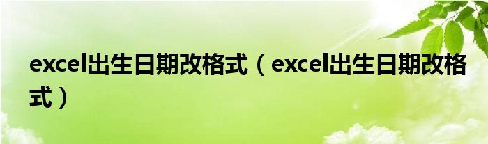 excel出生日期改格式（excel出生日期改格式）