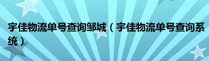 宇佳物流单号查询邹城（宇佳物流单号查询系统）