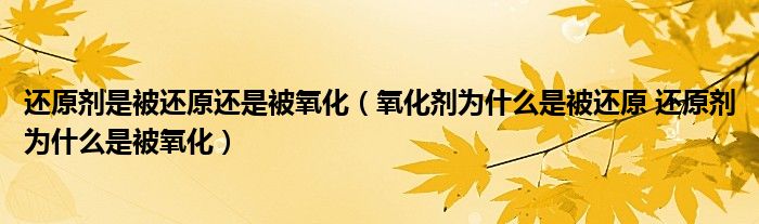 还原剂是被还原还是被氧化（氧化剂为什么是被还原 还原剂为什么是被氧化）