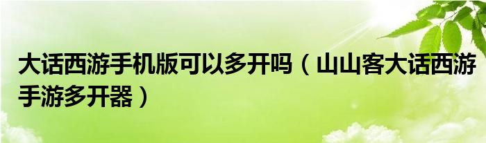 大话西游手机版可以多开吗（山山客大话西游手游多开器）